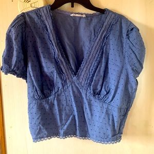 V Blue Shirt Cropped